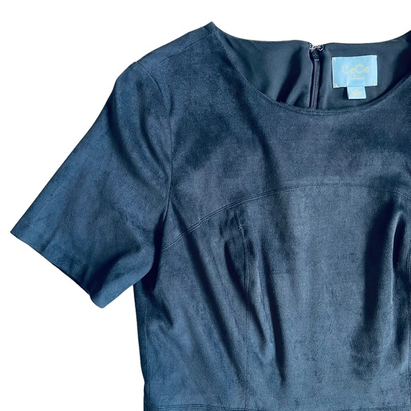 CeCe Cynthia Steffe Anthropologie Black Vegan Suede Fit and Flare Dress 10 - Picture 4 of 10